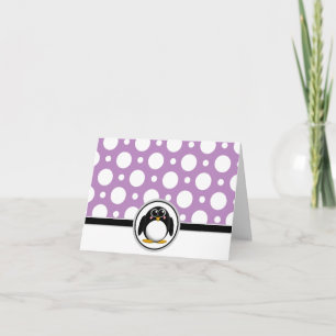 Admin Penguin anpassningsbar Lila Polka-prickkort Tack Kort