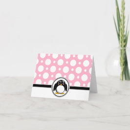 Admin Penguin anpassningsbar Rosa Polka-prickkort Tack Kort