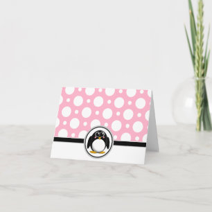 Admin Penguin anpassningsbar Rosa Polka-prickkort Tack Kort