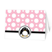Admin Penguin anpassningsbar Rosa Polka-prickkort