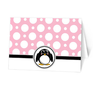 Admin Penguin anpassningsbar Rosa Polka-prickkort Tack Kort