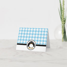 Admin Penguin Blue & White Houndstooth Cards Tack Kort