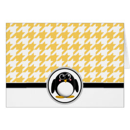 Admin Penguin Gult & White Houndstooth Cards OBS Kort