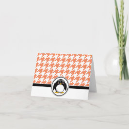 Admin Penguin Orange & White Houndstooth Cards Tack Kort