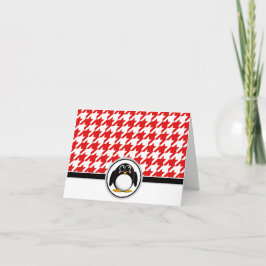Admin Penguin Red & White Houndstooth Cards Tack Kort