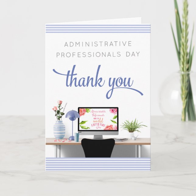 Admin Professionell Day Card - Office - Blue White Kort (Framsida)