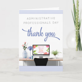 Admin Professionell Day Card - Office - Blue White Kort
