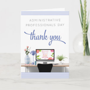 Admin Professionell Day Card - Office - Blue White Kort