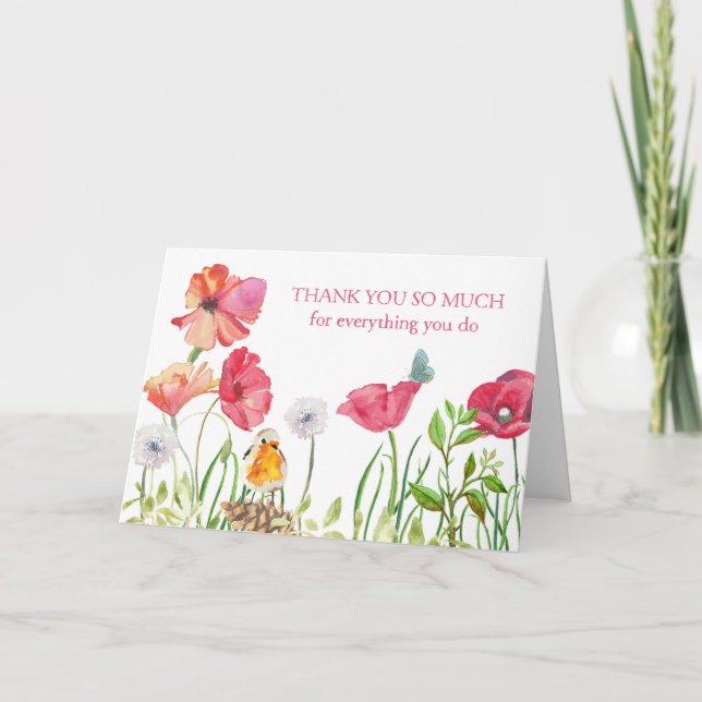 Admin-Professionellens dagskort - vattenfärgsblomm Kort (Framsida)