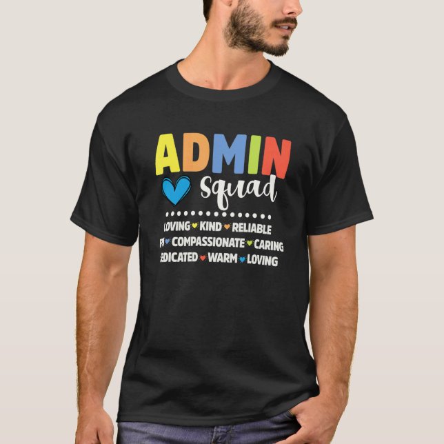 Admin Skol Assistent Grupp Rektor Besättning Admin T Shirt (Framsida)