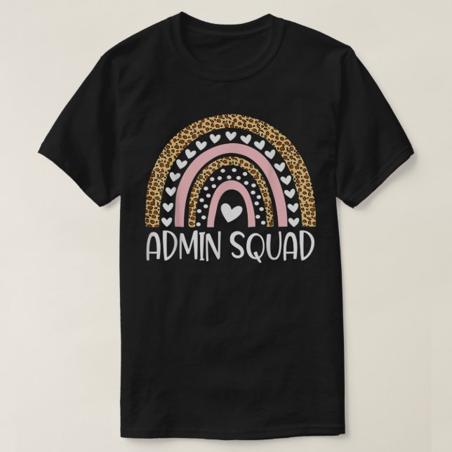 Admin Squad Administrator Rainbow Teacher tillbaka T Shirt (Design framsida)