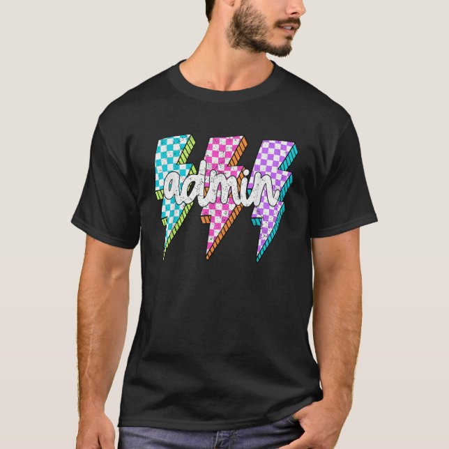 Admin Squad Blixt Bolt School Assistant Princi T Shirt (Framsida)