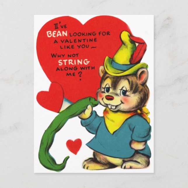 Adminent String Bean Valentine Helg Vykort (Framsida)