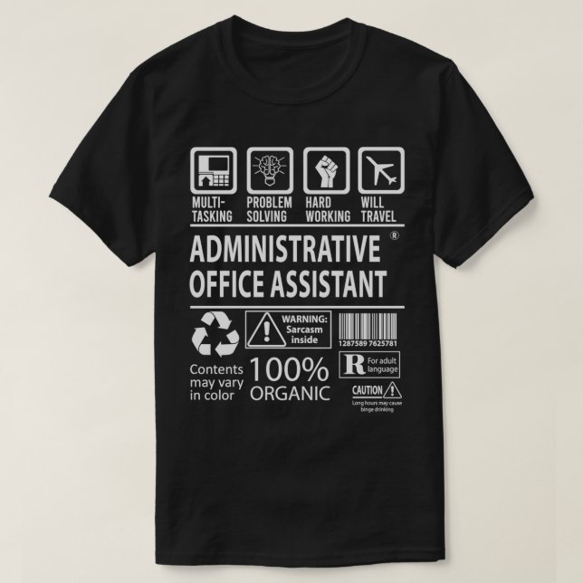 AdministrationsOffice Assistant MultiTasks Certi T Shirt (Design framsida)