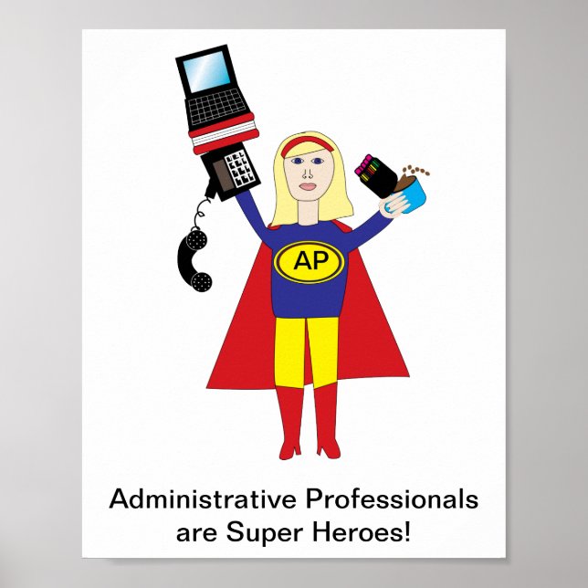 Administrativ assistent Blonde Hero Personalize Poster (Framsidan)