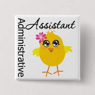 Administrativ assistent för gullig karriärchick knapp