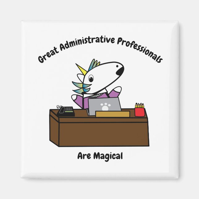 Administrativ Professionell Unicorn Personalize Magnet (Framsidan)