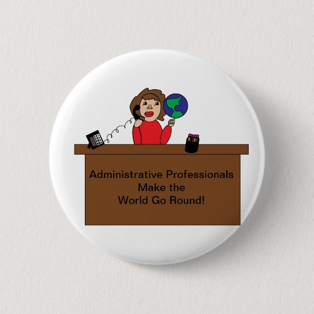 Administrativ Professionell World Cute Personalize Knapp (Framsida)