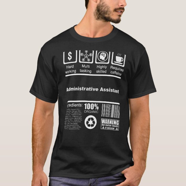 Administrativa assistentuppgifter för livsmedel t shirt (Framsida)