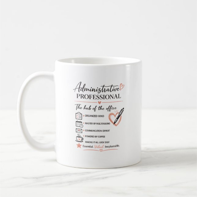 Administrativt proffs uppskattningspresent kaffemugg (Vänster)