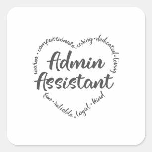 Administratör, administrativ assistent, assistent fyrkantigt klistermärke