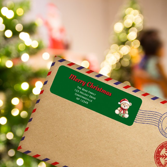 Adminnesetikett för retur av Nalle till jul Returadress Etikett (Skapare uppladdad)