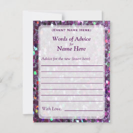 Adminskort | Lila Confetti Glitter Rådkort