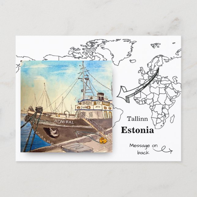 Admiral ångfartyg, Tallinn, Estland Vykort (Framsida)
