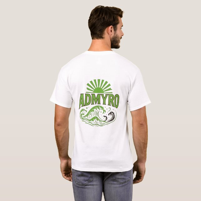 Admyro Vågar Manar flagt-Shirt - Logotyp Front & B T Shirt (Hel baksida)