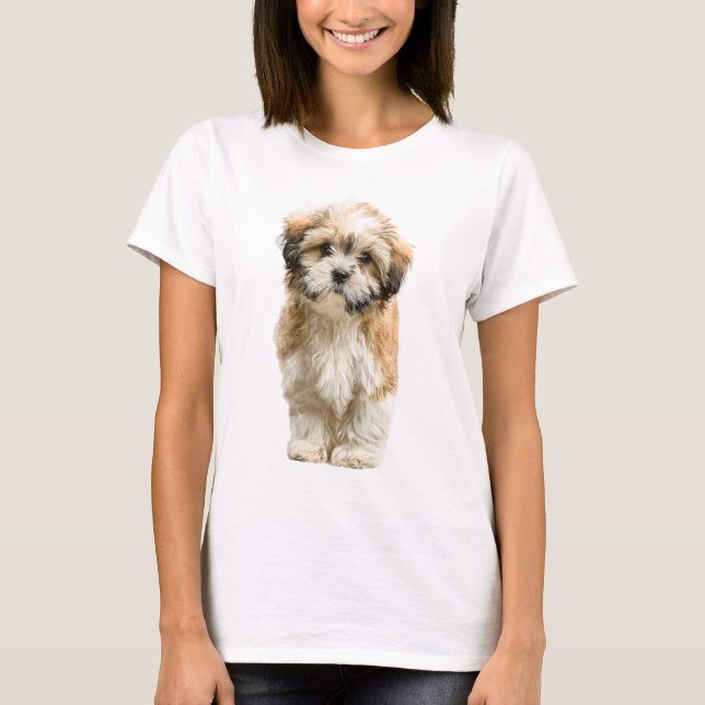 AdoAdorable Fluffy Shih Tzu Puppy Illustration Men T Shirt (Framsida)