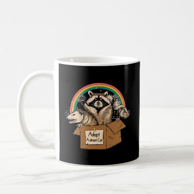 Adoase A Street Cat Opossum Raccoon Skunk Kaffemugg (Vänster)