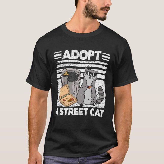 Adoase A Street Cat Sopor Sopor Panda Pizza Racco T Shirt (Framsida)