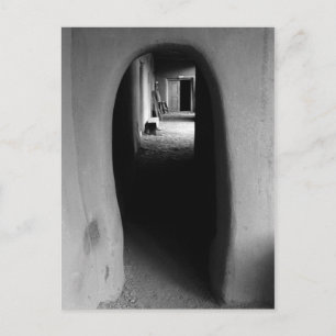 Adobe Doorway Architecture Black & White Photo Vykort