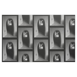 Adobe Doorway Black and White Photo Fabric Tyg