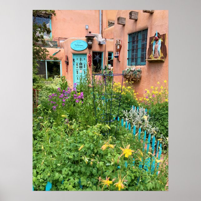 Adobe house Garden New mexico Photo Poster (Framsidan)