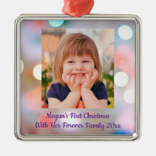 Adobes första jul, DIY Namn Photo Julgransprydnad Metall