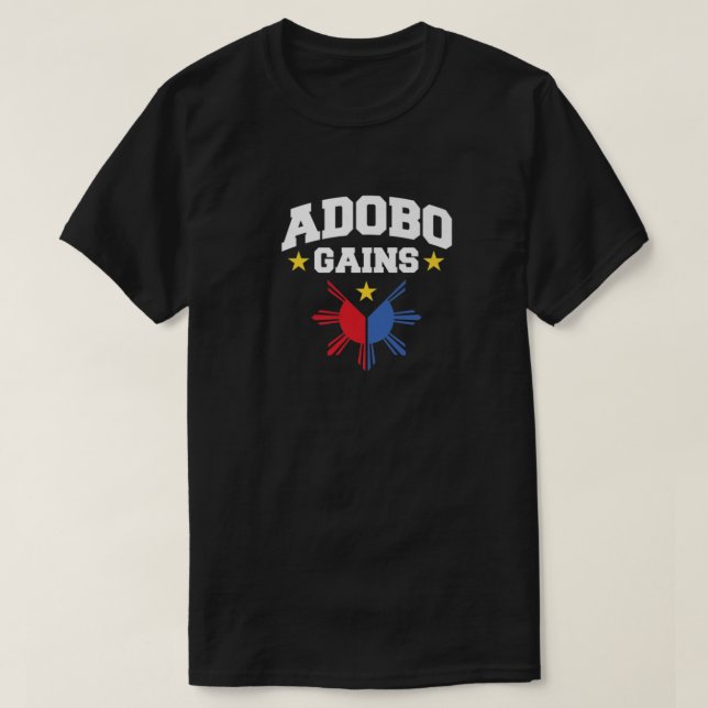 Adobo Gains Filipino Flagga Pinoy Filippinerna T Shirt (Design framsida)