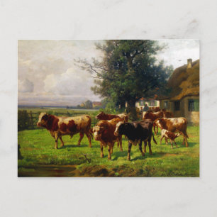 Adolf Chelius Cow Herd at Dachau Vykort