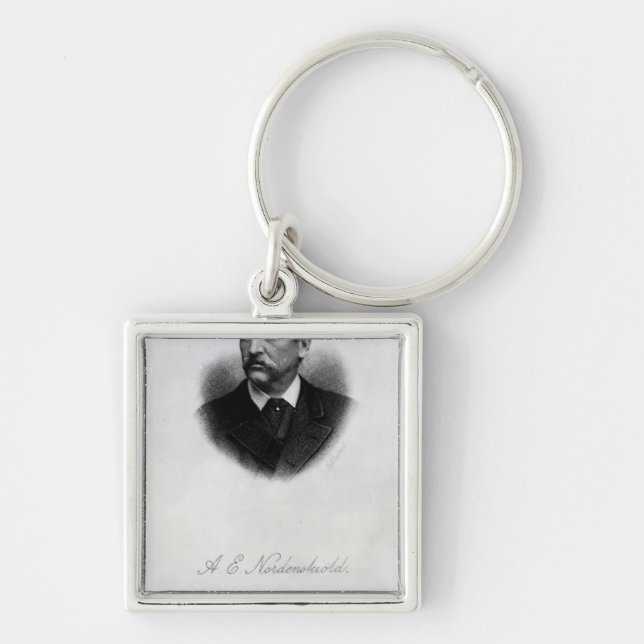 Adolf Erik Nordenskiold, 1880 Fyrkantig Silverfärgad Nyckelring (Framsidan)