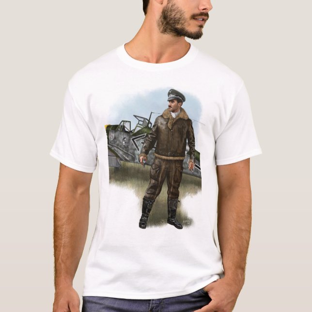 Adolf Galland Ás Alemão ww2 T Shirt (Framsida)