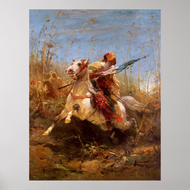 Adolf Schreyer Arabiska krigare som leder en charg Poster (Framsidan)