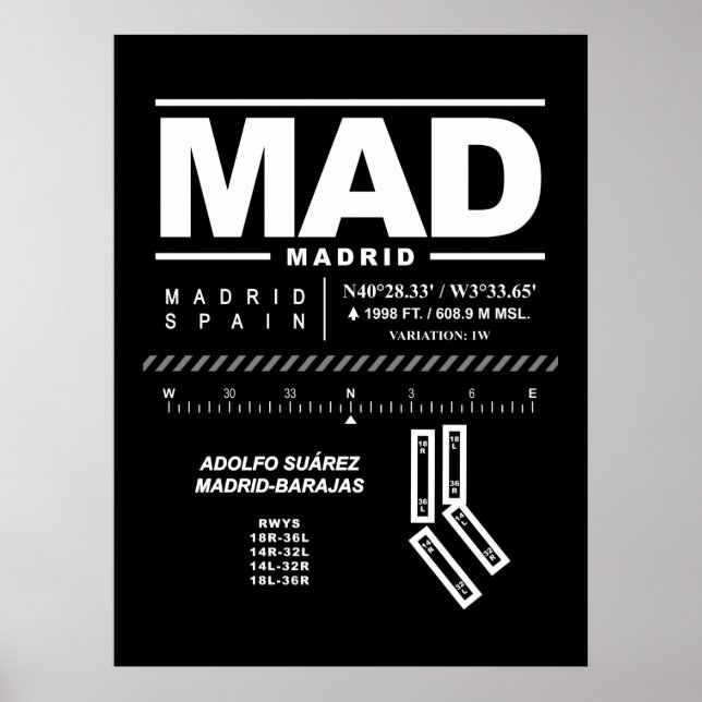 Adolfo Suárez Madrid-Barajas Airport MAD Poster (Framsidan)