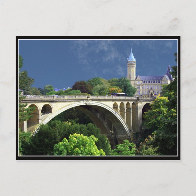 Adolphe Bridge från Luxemburg City med vykort (Framsida)