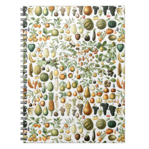 Adolphe Millot Fruit Mönster Anteckningsbok