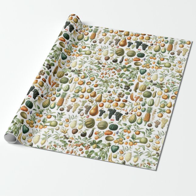 Adolphe Millot fruktmönster Presentpapper (Utrullad)
