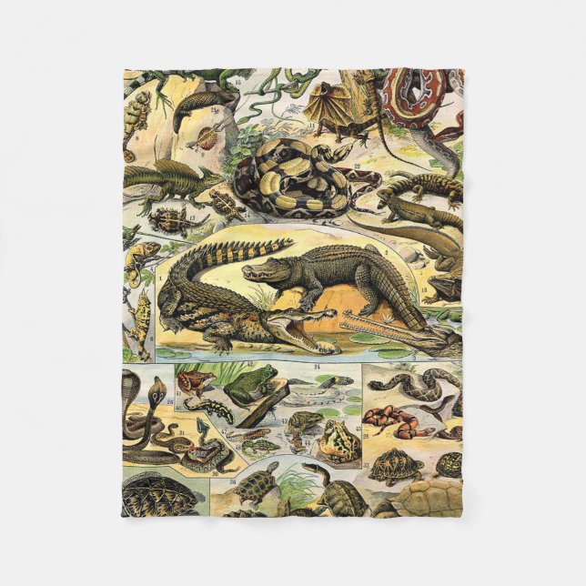 Adolphe Millot Reptiles 1 Fleece Blanket (Framsidan)