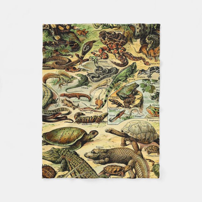 Adolphe Millot Reptiles 2 Fleece Blanket (Framsidan)
