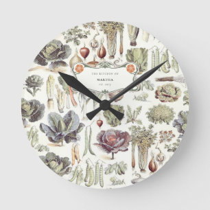Adolphe Millot Vegetable Mönster Round Clock Rund Klocka