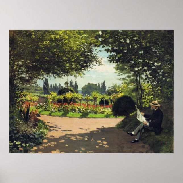 Adolphe Monet Reading in Garden - Claude Monet Poster (Framsidan)