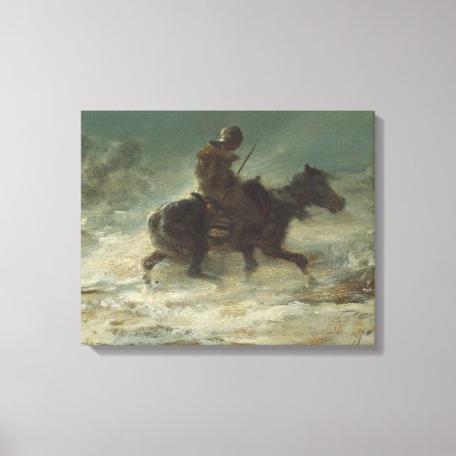 Adolphe Schreyer - Man med Lance Riding genom Canvastryck (Framsida)
